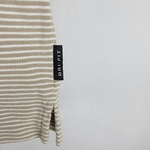 Nike Golf Mens Size Large Brown White Striped Dri-Fit Cotton Poly Polo - Picture 2 of 6